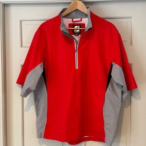 FootJoy DryJoys Golf Rain Pullover Men’s Large Red Gray Half Zip Jacket